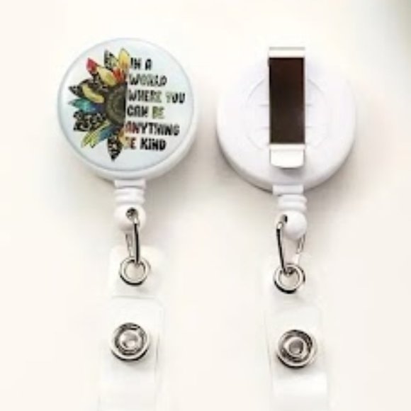 Cute Sunflower Badge Reel "In a world where you can be anything, be kind" - Picture 2 of 4